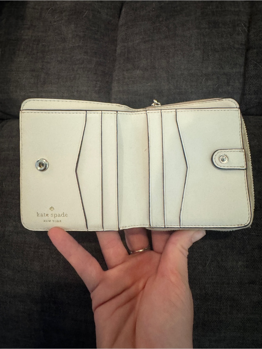 Kate Spade New York Ivory Saffiano Leather Zip Bifold Wallet - Picture 7 of 9